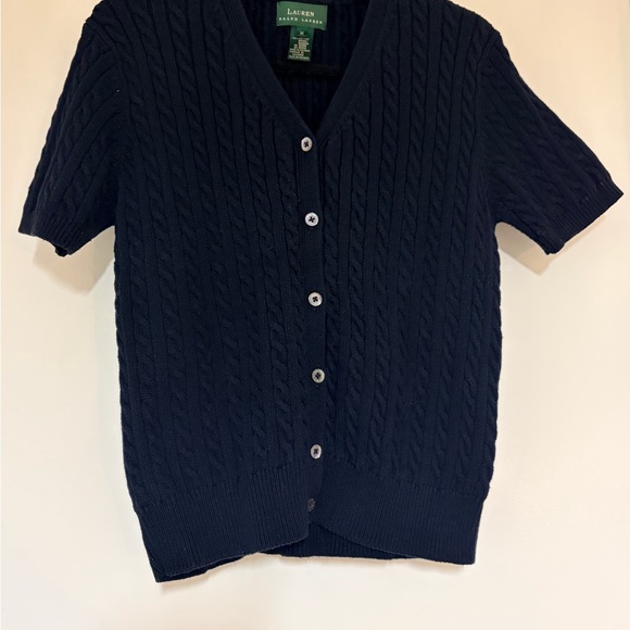 Ralph Lauren Sweaters - Ralph Lauren Navy Cable Knit Short Sleeve Cardigan